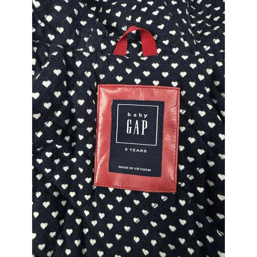 baby GAP Shine Red Rain Coat Navy Blue Polka Dot Lining / Size 5 Years